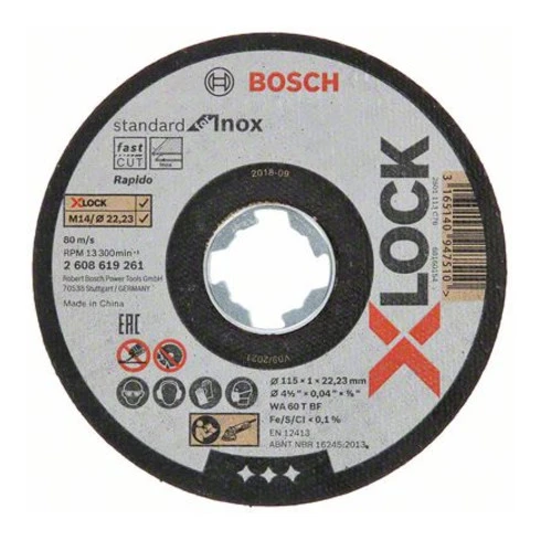 Disque à Tronçonner Bosch X-LOCK Standard Pour Inox WA 60 T BF 3 Disque à Tronçonner Bosch X-LOCK Standard Pour Inox WA 60 T BF
