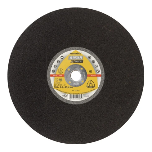 A 930 N Disques à Tronç. Grande Dim. Klingspor 300 X 2,5 X 25,4 Mm Plat 3 A 930 N Disques à Tronç. Grande Dim. Klingspor 300 X 2,5 X 25,4 Mm Plat