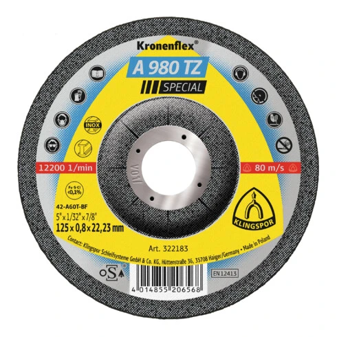 Klingspor A 980 TZ Disques à Tronçonner Coudés 3 Klingspor A 980 TZ Disques à Tronçonner Coudés