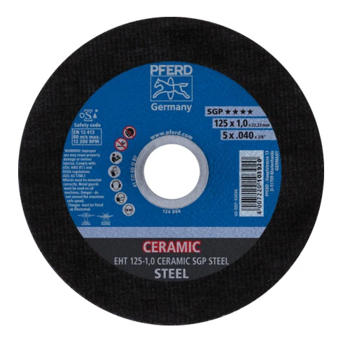 PFERD Disque à Tronçonner Ceramic SGP Steel D125x1mm Droite Acier Perçage 22,23 Mm PFE 3 PFERD Disque à Tronçonner Ceramic SGP Steel D125x1mm Droite Acier Perçage 22,23 Mm PFE
