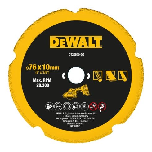Disque à Tronçonner DeWalt Diamanté Multi-matériaux 76mm DT20590-QZ 3 Disque à Tronçonner DeWalt Diamanté Multi-matériaux 76mm DT20590-QZ