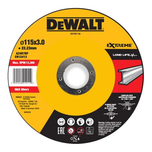 Disque à Tronçonner DeWalt EXTREME 115x3x22,23mm Métal Type 42 (déporté) DX7927-AE 2 Disque à Tronçonner DeWalt EXTREME 115x3x22,23mm Métal Type 42 (déporté) DX7927-AE