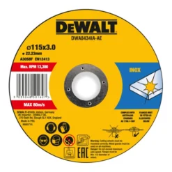 Disque à Tronçonner DeWalt Haute Performance 115x3x22,23mm Métal Type 42 (déporté) DWA8434IA-AE