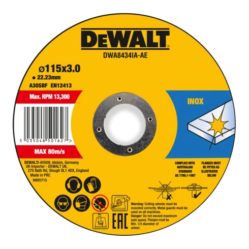 Disque à Tronçonner DeWalt Haute Performance 115x3x22,23mm Métal Type 42 (déporté) DWA8434IA-AE 3 Disque à Tronçonner DeWalt Haute Performance 115x3x22,23mm Métal Type 42 (déporté) DWA8434IA-AE