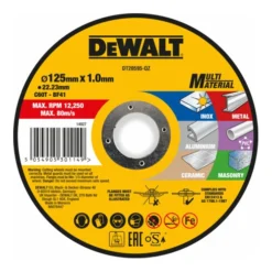 Disque à Tronçonner DeWalt Haute Performance 125x1x22,23mm Multi-matériaux Type 41 (plat) DT20595-QZ