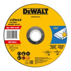 Disque à Tronçonner DeWalt Haute Performance 125x3x22,23mm Inox Type 42 (déporté) DWA4522SIA-AE