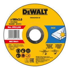 Disque à Tronçonner DeWalt Haute Performance 180x3x22,23mm Inox Type 42 (coudé) DWA4524SIA-AE