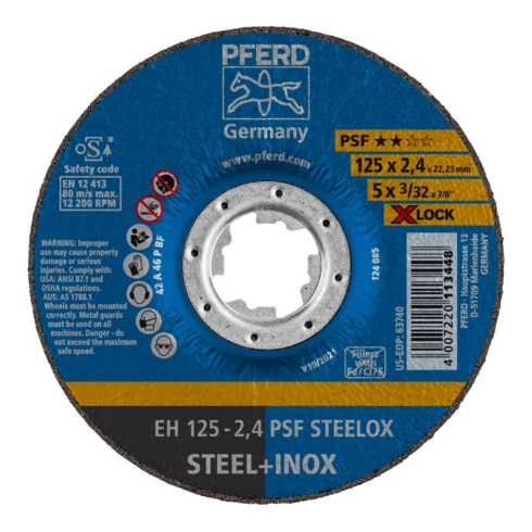 Disque à Tronçonner PFERD EH 125-2,4 PSF STEELOX/X-LOCK 3 Disque à Tronçonner PFERD EH 125-2,4 PSF STEELOX/X-LOCK