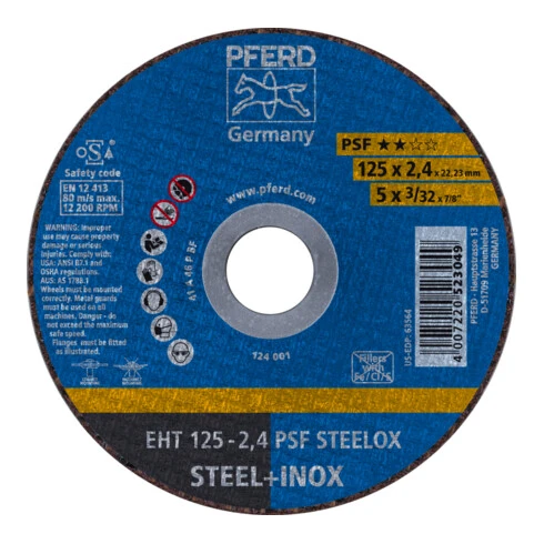 Disque à Tronçonner PFERD EHT 115-1,0 PSF STEELOX Acier Inoxydable Droit 3 Disque à Tronçonner PFERD EHT 115-1,0 PSF STEELOX Acier Inoxydable Droit