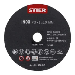Disque à Tronçonner STIER 76 X 1 X 10 Droit, Inox/acier Inoxydable