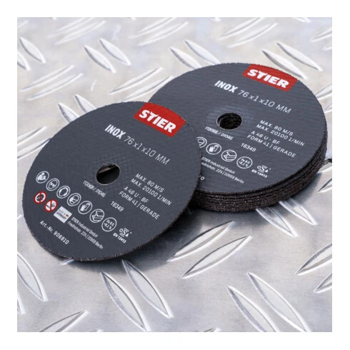 Disque à Tronçonner STIER 76 X 1 X 10 Droit, Inox/acier Inoxydable 4 Disque à Tronçonner STIER 76 X 1 X 10 Droit, Inox/acier Inoxydable – Image 2