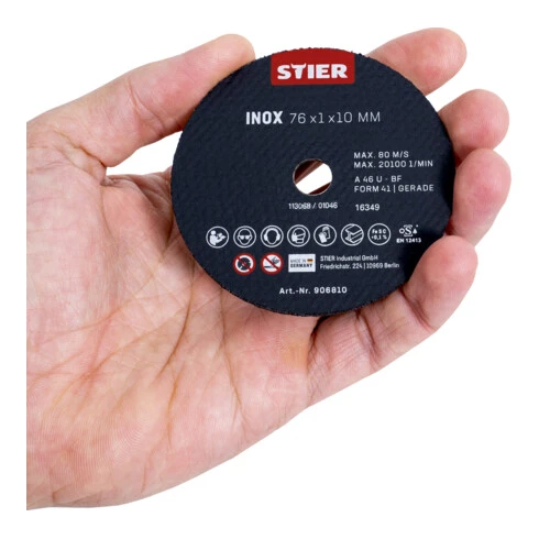 Disque à Tronçonner STIER 76 X 1 X 10 Droit, Inox/acier Inoxydable 5 Disque à Tronçonner STIER 76 X 1 X 10 Droit, Inox/acier Inoxydable – Image 3