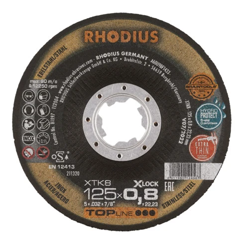 RHODIUS TOPline XT8 EXACT X-LOCK Meule à Tronçonner Extra Fine 3 RHODIUS TOPline XT8 EXACT X-LOCK Meule à Tronçonner Extra Fine