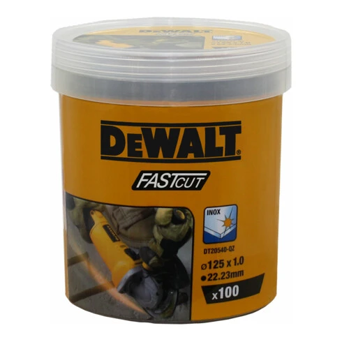 Disques à Tronçonner DeWalt Haute Performance 125x1x22,23mm Inox Type 41 (plats) - 100 Pièces DT20540-QZ 4 Disques à Tronçonner DeWalt Haute Performance 125x1x22,23mm Inox Type 41 (plats) - 100 Pièces DT20540-QZ – Image 2