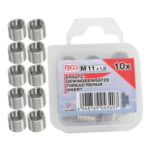 BGS Technic Inserts De Filetage De Remplacement BGS M11 X 1,5 Mm, 10 Pcs. 3 BGS Technic Inserts De Filetage De Remplacement BGS M11 X 1,5 Mm, 10 Pcs.