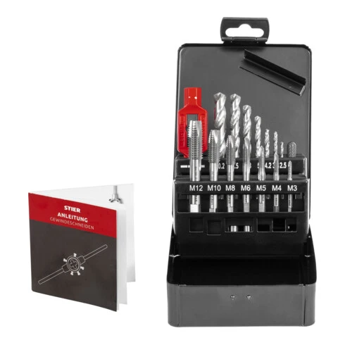 Kit De Filetage STIER, 15 pièces, M3-M12, Type B, HSS-G 4 Kit De Filetage STIER, 15 pièces, M3-M12, Type B, HSS-G – Image 2