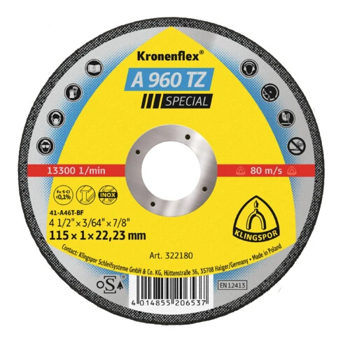 Klingspor A 960 TZ Roues à Tronçonner 1 Mm 3 Klingspor A 960 TZ Roues à Tronçonner 1 Mm