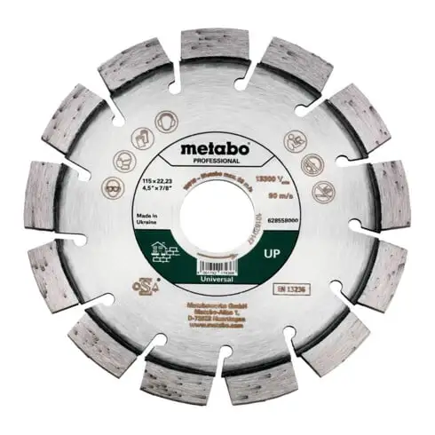 Metabo Disque à Tronçonner Diamanté 115x22,23mm, "UP", Universel "professional 3 Metabo Disque à Tronçonner Diamanté 115x22,23mm, "UP", Universel "professional