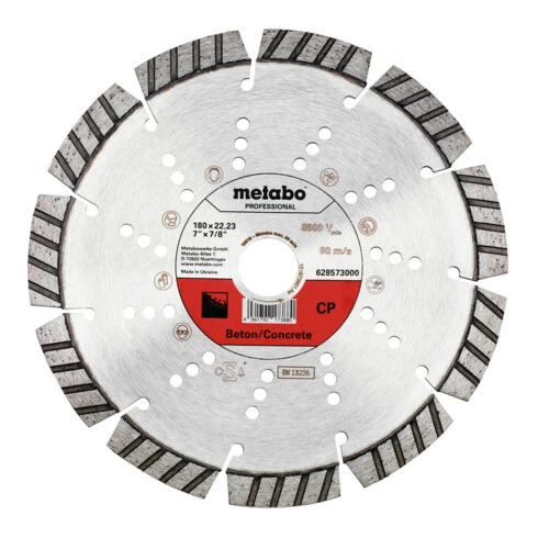 Metabo Disque à Tronçonner Diamanté 180x22,23mm, "CP", Béton "professional 3 Metabo Disque à Tronçonner Diamanté 180x22,23mm, "CP", Béton "professional
