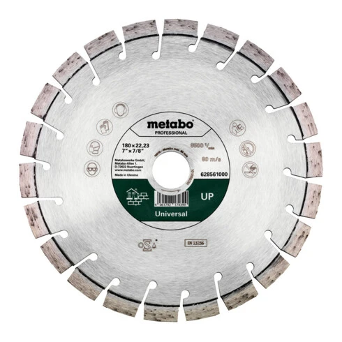 Metabo Disque à Tronçonner Diamanté 180x22,23mm, "UP", Universel "professional 3 Metabo Disque à Tronçonner Diamanté 180x22,23mm, "UP", Universel "professional