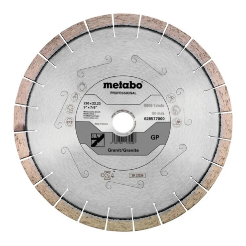 Metabo Disque à Tronçonner Diamanté 230x22,23mm, "GP", Granit "professional 3 Metabo Disque à Tronçonner Diamanté 230x22,23mm, "GP", Granit "professional