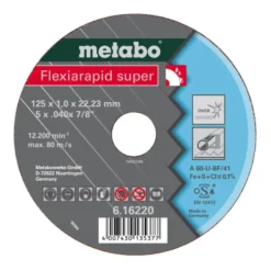Metabo Flexiarapid Super 115x0,8x22,23 Mm, Inox, Disque à Tronçonner