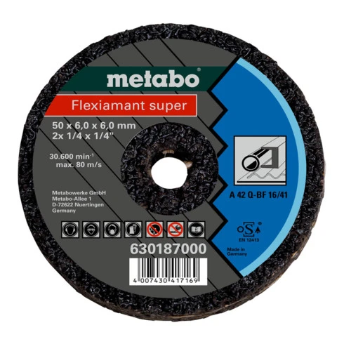 Metabo Petit Disque à ébarber Flexiamant Super 50x6,0x6,0 Acier 3 Metabo Petit Disque à ébarber Flexiamant Super 50x6,0x6,0 Acier