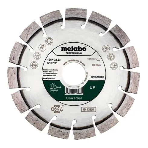 Metabo Meule De Tronçonnage Diamantée 125x22,23mm, « UP », Universal « Professional » (628559000) 3 Metabo Meule De Tronçonnage Diamantée 125x22,23mm, « UP », Universal « Professional » (628559000)