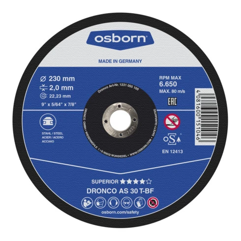 Roue à Tronçonner Osborn AS30T 115x2,0x22,23 T41 3 Roue à Tronçonner Osborn AS30T 115x2,0x22,23 T41