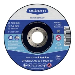 Roue De Tronçonnage Osborn AS60V Inox 125x1,0x22,23 Mm T41