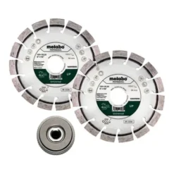 Metabo Set : 2 X Meules De Tronçonnage Diamantées 125x22,23mm, « UP » + 1 X écrou De Serrage Rapide M 14 (628582000)