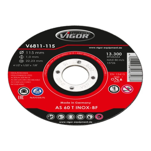 Jeu De Meules De Tronçonnage VIGOR 115 Mm V6811-115 3 Jeu De Meules De Tronçonnage VIGOR 115 Mm V6811-115